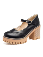 Mary Jane Vintage Chaussures Talon Chunky Round Toe 3.1 "Chaussures Femme