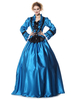 Mascarade Renaissance médiévale victorienne Rococo Marie Antoinette Costume Vintage en rayonne manches longues bleue époque victorienne pour adultes pour femme Déguisements Halloween