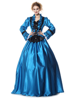 Mascarade Renaissance médiévale victorienne Rococo Marie Antoinette Costume Vintage en rayonne manches longues bleue époque victorienne pour adultes pour femme Déguisements Halloween
