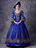 Mascarade Renaissance médiévale victorienne Rococo Marie Antoinette Robe victorienne rétro Costume Bleu Femmes Baroque Mascarade Robes De Bal Royal Vintage Costumes Déguisements Halloween