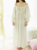 Mascarade Renaissance médiévale victorienne Rococo Marie Antoinette Vintage Halloween Costume Jane Austen orgueil et préjugés pastorale U cou Bell Sleeve taille haute blanc robe Maxi Halloween