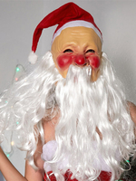 Masque à capuche Père Noël Barbe Blanche Couvre-tête en latex