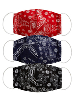 Masque pour adulte mascarade imprimé cachemire 3 pièces par paquet