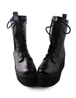 Mat noir Lolita bottes plateforme haute Déguisements Halloween