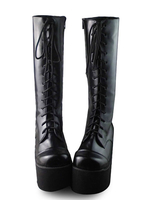 Mat noir Lolita Gothique bottes plateforme haute Déguisements Halloween