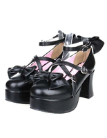 Mat noir Lolita poney Heels Shoes plateforme chaussures Ankle Strap boucles boucles Déguisements Halloween