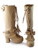 Matte Lolita bottes Square Heels avec arcs glands et Shoeslace Déguisements Halloween