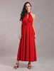 Maxi Dress 2021 Robe de bal à encolure rouge sans manche