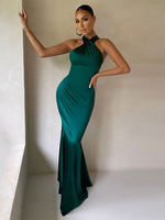 Maxi Robe Sans Manches Sexy Stretch Robe Longue Moulante Dos Nu