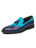 Mens Loafer Cozy Color Block Bleu Glands Slip-On Chaussures En Cuir
