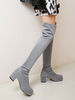Micro Suede Upper Lolita Bottes Bout Rond Gris Chaussures Lolita