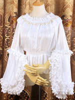 Mignonne Lolita Blouses Lolita Top Lace Chemisier À Manches Longues En Dentelle Blanche Lolita Shirt