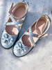 Mignonne Lolita Chaussures À Bout Rond Bleu Avec Nœud Déguisement