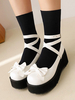 Mignonne Lolita Chaussures Blanches PU Cuir Lolita Nœud