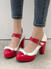 Mignonne Lolita Chaussures En Cuir Pu Bout Rond Rouge Chic