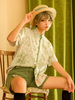 Mignonne Lolita Chemisiers Manches Courtes Imprimé Floral Chemise Lolita Vert Clair