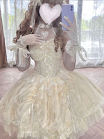 Mignonne Lolita JSK Robe Beige Perles Dentelle Lolita JSK