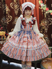 Mignonne Lolita Jsk Robe Conte De Fée Infanta Sans Manches En Dentelle Bleu Rouge Lolita