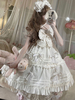Mignonne Lolita JSK Robe Polyester Sans Manches Arcs Volants Blanc Lolita Jupe