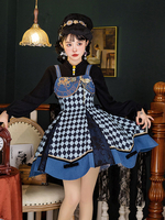 Mignonne Lolita JSK Robe Polyester Sans Manches Motif À Carreaux Polyester Brodé Bleu Lolita Jupe Bouffante