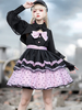 Mignonne Lolita JSK Robe Polyester Sans Manches Nœuds Volants Noir Rose Lolita Jupe
