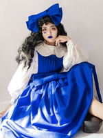 Mignonne Lolita JSK Robe Polyester Sans Manches Volants Arcs Bleu Lolita Jupe
