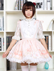 Mignonne Lolita Jupe fleur rose doux imprimé Qi Lolita dentelle garniture jupe avec porte-jarretelles Déguisements Halloween