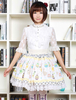 Mignonne Lolita Jupe multicolore oeuf de Pâques lapins imprimés Lolita Skirt avec dentelle blanche Déguisements Halloween
