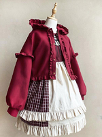 Mignonne Lolita Manteaux Bordeaux Polyester Manteau Hiver Lolita