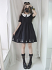 Mignonne Lolita OP Robe Croix Robe Noir Blanc Manches Courtes Plissée Lolita Une Pièce