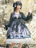 Mignonne Lolita OP Robe Imprimé Floral Sarcelle Volants Noir Lolita Une Pièce Robes