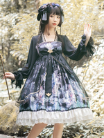 Mignonne Lolita OP Robe Imprimé Floral Sarcelle Volants Noir Lolita Une Pièce Robes