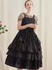 Mignonne Lolita Op Robe Mousseline À Manches Courtes À Manches Courtes Robe Noire Lolita Une Pièce