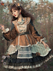 Mignonne Lolita OP Robe Nœuds à Lacets Café Marron Manches Longues Lolita One Pièce Robes