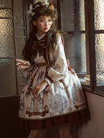 Mignonne Lolita OP Robe Polyester Manches Longues Bordeaux Lolita Une Pièce Robe