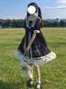 Mignonne Lolita OP Robe Style Académique Manches Courtes Lolita Une Pièce Robes Marine Bleu