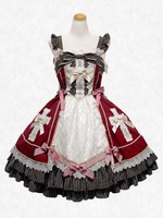 Mignonne Lolita Robe JSK Atrovirens Vintage Classique Noir Bordeaux Sans Manches Chiffon Lolita Déguisements Halloween