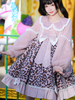 Mignonne Lolita Robe Manches Longues À Manches Longues Robe De Lolita Rose Polyester Oreilles De Lapin