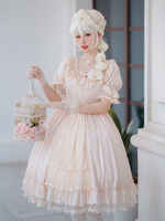 Mignonne Lolita Robe Polyester Manches Courtes Robe Lolita Abricot