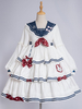 Mignonne Lolita Robe Polyester Manches Longues Robe Blanche Lolita Une Pièce Robe Style Marine