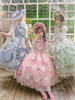 Mignonne Lolita Robe Polyester Sans Manches Nœuds En Dentelle Volants Robe Maxi Lolita Rose