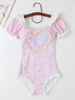 Mignonne Lolita Tenu Combinaison À Manches Courtes À Imprimé Floral À Volants Roses