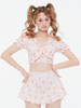 Mignonne Lolita Tenue Maillot de Bain Pantalon à manches courtes à imprimé floral rose