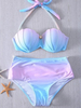 Mignonne Lolita Tenue Maillot de Bain Pantalon haut sans manches avec perles ombrées bleu ciel clair