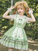 Mignonne Lolita Tenue Tablier Pull À Manches Courtes Avec Nœud Vert