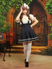 Mignonne tenue Lolita doux en coton bleu marine foncé manches courtes Déguisements Halloween
