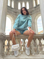 Milanoo Ensembles Deux Pièces Sweat à Col Rond avec Manches Longues Shorts à Lacets Unicolore