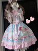 Mingonne Lolita Jsk Robe Sans manches Floral imprimé Motif sans manches Dentelle Rose Lolita Jupe