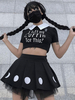 Mini jupe gothique motif lune en polyester jupe plissée noire