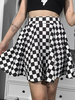 Mini jupe gothique pour femme; jupe en polyester à motif écossais à fermeture à glissière noire